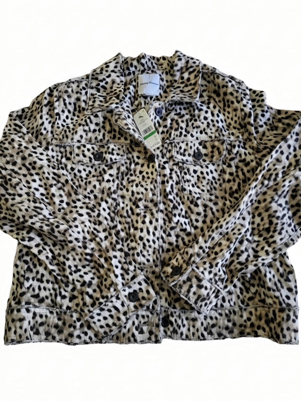 Lagoon Leopard Linen Women's Jacket - Neutral Spot Pattern